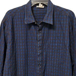 Carbon 2 Cobalt Shirt Men's 2XL Check Brown Blue Pocket Cotton Outdoors EUC